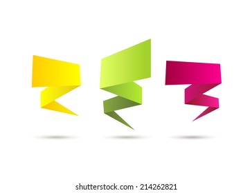 Abstract colorful polygonal origami banners vector set