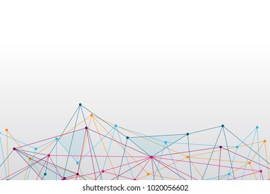 Abstract Colorful Polygonal Space Background with Connecting Dots and Lines.