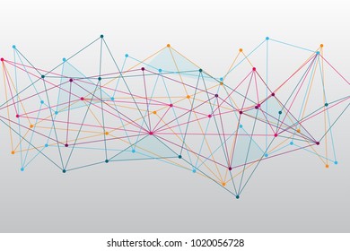 Abstract Colorful Polygonal Space Background with Connecting Dots and Lines.