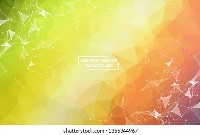 Abstract Colorful Polygonal Space Background with Connecting Dots and Lines.  Connection structure. Vector science background. Futuristic HUD background.