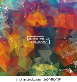 Abstrakter bunter, polygonaler Hintergrund mit Verbindungspunkten und Linien. Geometrisches polygonales Hintergrundmolekül und Kommunikation. Konzept der Wissenschaft, Chemie, Biologie, Medizin, Technologie.