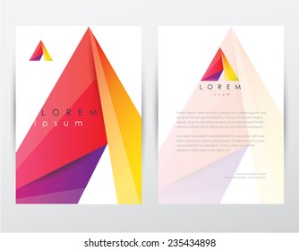 abstract colorful polygonal style brochure flyer template and letterhead design for business with letter a logo icon- geometric overlapping shapes pattern