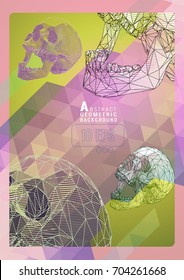 Abstract colorful polygonal triangle stripe with stylized skull background