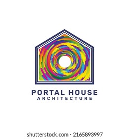 Abstract Colorful Portal and House Shape Combination, Creative Architecture Logo Design