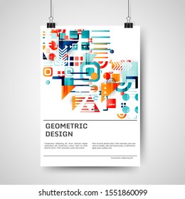 Abstract colorful poster design with geometric elements