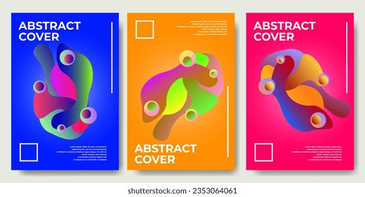 Resumen de diseño de póster colorido con degradado y estilo ondulado