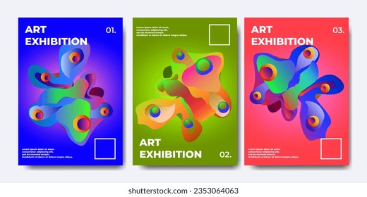 Resumen de diseño de póster colorido con degradado y estilo ondulado
