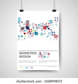 Abstract colorful poster design template with geometric elements