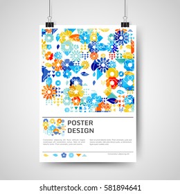 Abstract colorful poster design template with abstract floral background