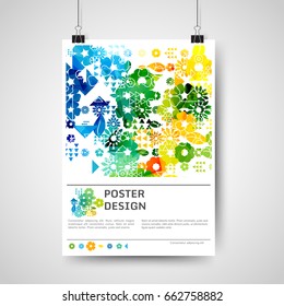 Abstract colorful poster design template with abstract floral background