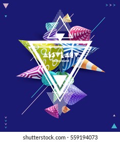 Abstract colorful poster with geometric 3D elements