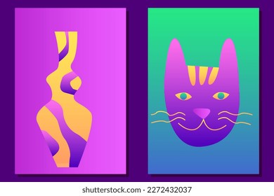 Abstract Colorful Poster Groovy Positive Bright Gradient Colored Party Poster Pattern Background Wallpaper Artwork Gradient Colorful Poster Abstract Funny Rectangular Graphic Design Poster Template