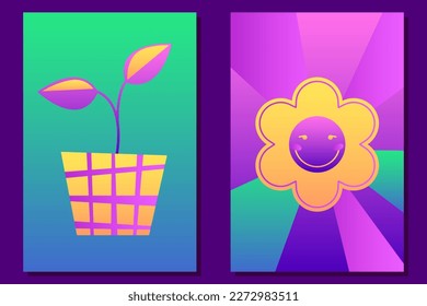 Abstract Colorful Poster Groovy Positive Bright Gradient Colored Party Poster Pattern Background Wallpaper Artwork Gradient Colorful Poster Abstract Funny Rectangular Graphic Design Poster Template