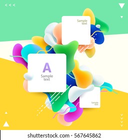 Abstract colorful poster. Plastic 3d shapes with space for text.  