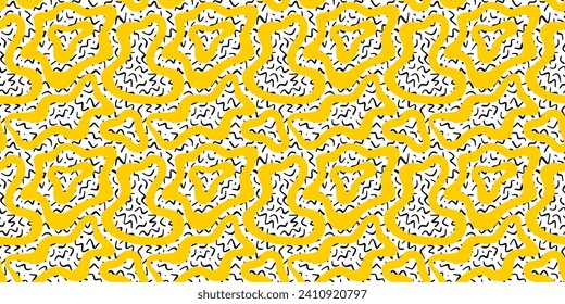 Abstract colorful print seamless pattern illustration in retro 80s style. Trendy background with creative line drawing.