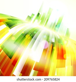 Abstract colorful progress wave background. Geometric uprising elements illustration. Growing technology vector illustration. Colorful and lighting art.