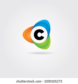 Abstract Colorful Propeller Shape Logo Sign Symbol Icon With Letter C