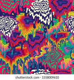Abstract Colorful Psychedelic Seamless Pattern. Background Wallpaper