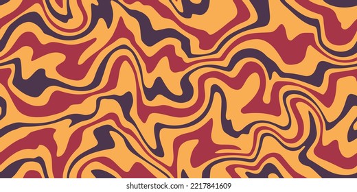 Resumen colorido ondas psicodélicas imprimir fondo. Patrón trippy de los años 70 sin fisuras. Patrón giratorio acrílico de mármol. 