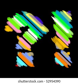 Abstract colorful punctuation marks "? !"