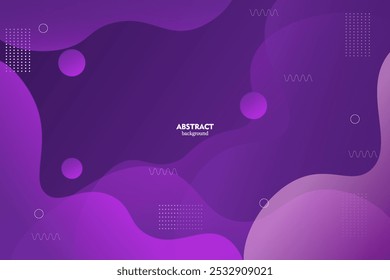 Abstract colorful purple gradient background. Wavy fluid shapes with geometric patterns. Bright purple background design. Cool and modern concept. Eps10