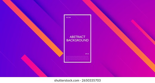 Abstract colorful purple gradient pink background. Simple orange lines pattern design with shadow. Eps10 vector
