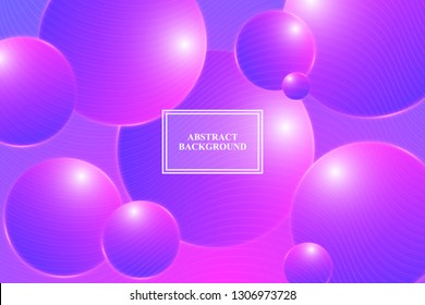 Abstract colorful purple pink gradient background with shiny glowing spheres