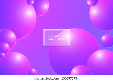 Abstract colorful purple pink gradient background with shiny glowing spheres