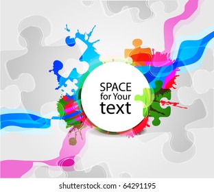 Abstract colorful puzzle pieces grungy background