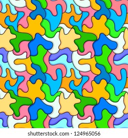 Abstract colorful puzzle seamless pattern.