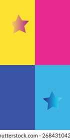 Abstract Colorful Quadrant with Star Elements