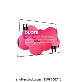 Abstract colorful quote text box with quotes symbols. Geometric banner template. Speech bubble. Remark frame for your design. Modern badges for promotion. Isolated on white background.