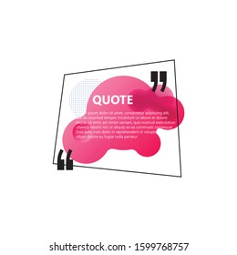 Abstract colorful quote text box with quotes symbols. Geometric banner template. Speech bubble. Remark frame for your design. Modern badges for promotion. Isolated on white background.