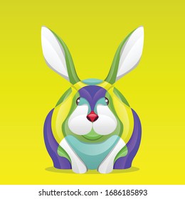 Abstract colorful Rabbit for easter. Vector illustration. isolated on gradient color background. Template for poster, card, t-shirt.