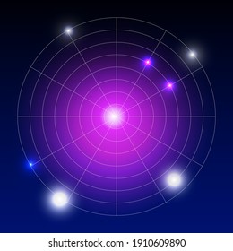 Resumen de pantalla de radar colorida. Ilustración del vector