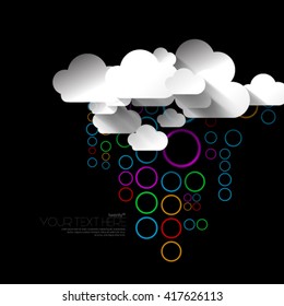 Abstract Colorful Rain with Clouds Layout/Design Cover Background