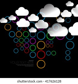 Abstract Colorful Rain with Clouds Layout/Design Cover Background