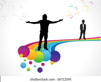 abstract colorful rainbow background with men vector illustration