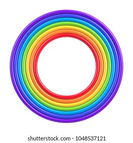 Abstract colorful rainbow circle vector frame.