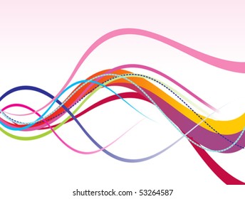 abstract colorful rainbow line wave vector illustration