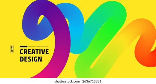Abstract Colorful Rainbow Swirls Creative Vector Design Template