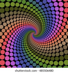 Abstract colorful rainbow swirly dotted wallpaper  background.