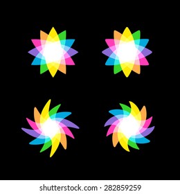 Abstract colorful rainbow vector element on black background eps10