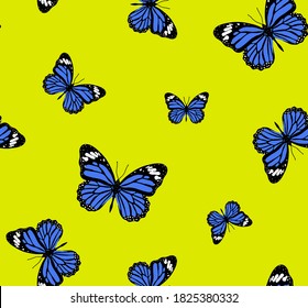 Abstract Colorful Random Butterflies Repeating Vector Pattern Isolated Background