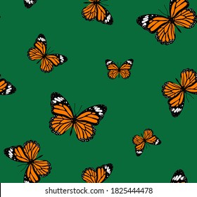 Abstract Colorful Random Butterflies Repeating Vector Pattern Isolated Background