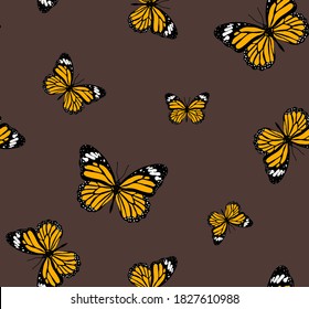 Abstract Colorful Random Butterflies Repeating Vector Pattern Isolated Background
