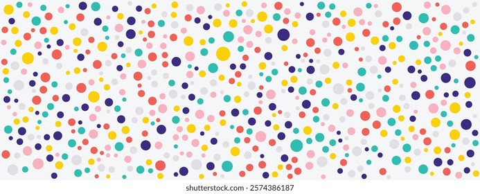 Abstract colorful random circles seamless pattern on cream background