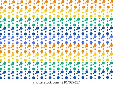 Resumen del patrón colorido de círculo de puntos aleatorio aislado en fondo blanco. Ilustrador gráfico vectorial.