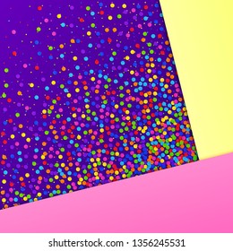 Abstract Colorful Realistic Confetti Background with Pink, Yellow, Violet Sheets of Paper. Universal Colored 3D Paper Backdrop.