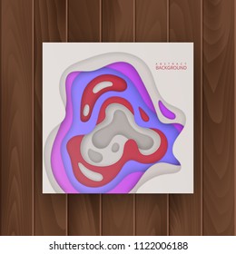 Abstract, colorful realistic paper cut design with wavy layers, Paper cut background. Cover for your design. Vector illustration